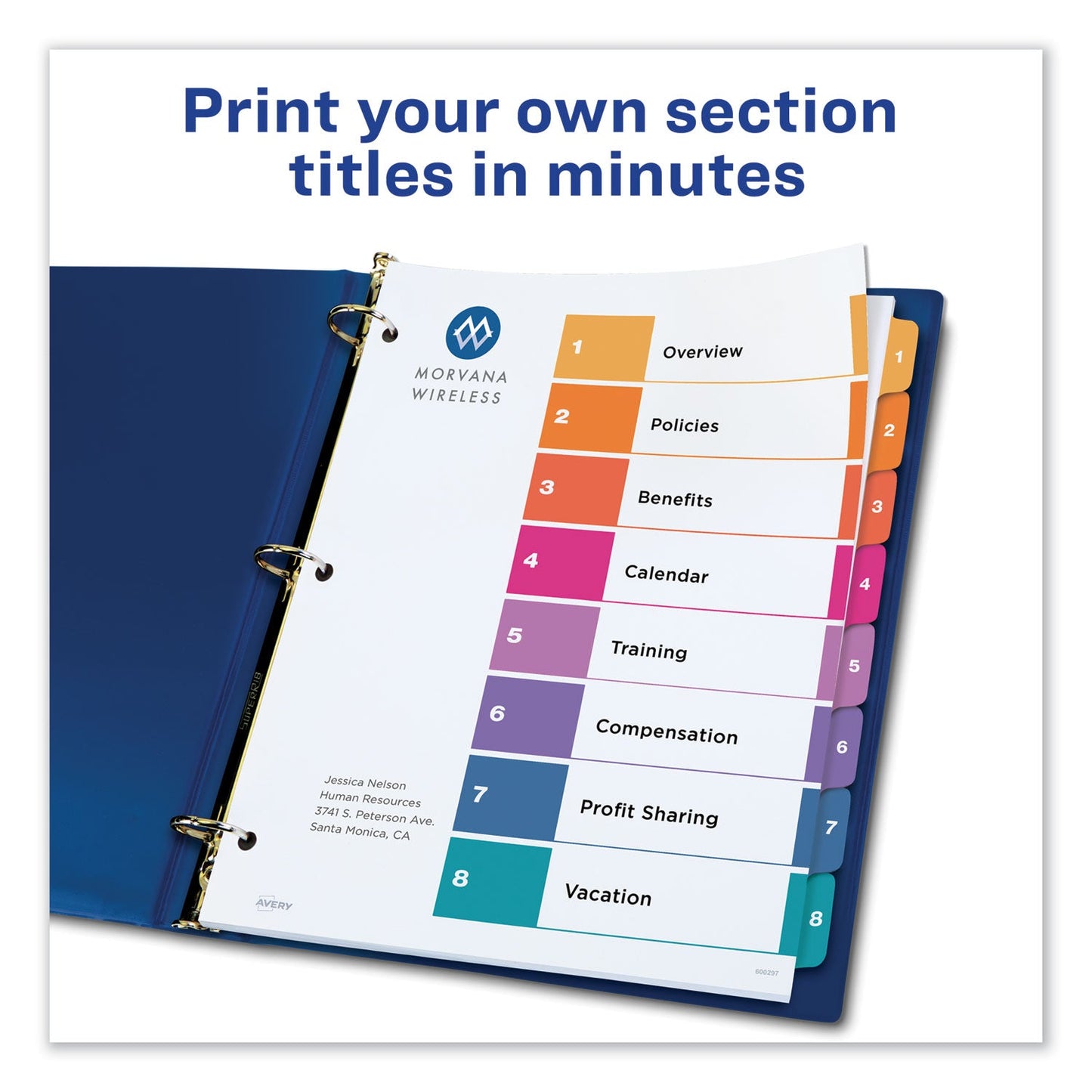 Avery Customizable Table of Contents Ready Index Dividers with Multicolor Tabs, 8-Tab, 1 to 8, 11 x 8.5, White, 3 Sets