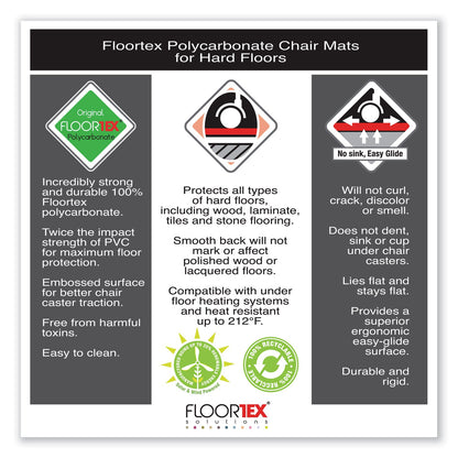 Floortex Cleartex Ultimat Polycarbonate Chair Mat for Hard Floors, 48 x 53, Clear
