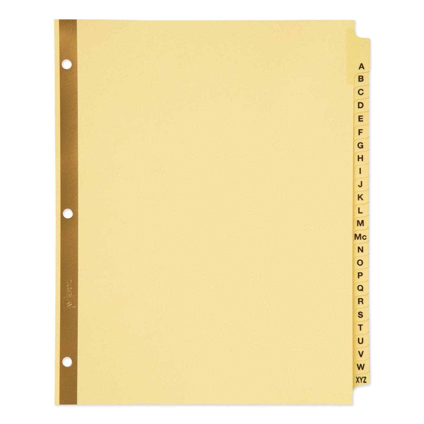 Avery Preprinted Laminated Tab Dividers with Gold Reinforced Binding Edge, 25-Tab, A to Z, 11 x 8.5, Buff, 1 Set
