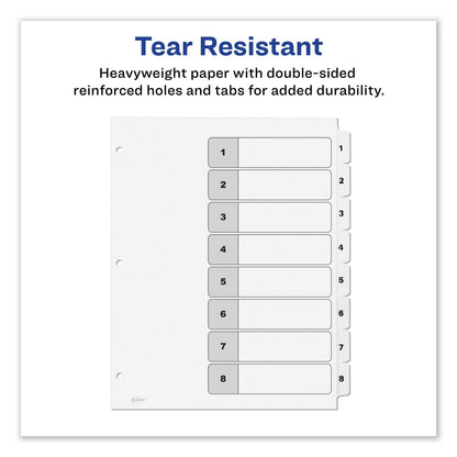 Avery Customizable TOC Ready Index Black and White Dividers, 8-Tab, 1 to 8, 11 x 8.5, 1 Set