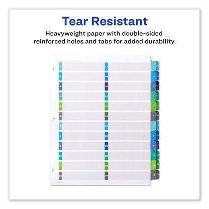 Avery Customizable TOC Ready Index Double Column Multicolor Tab Dividers, 24-Tab, 1 to 24, 11 x 8.5, White, 1 Set