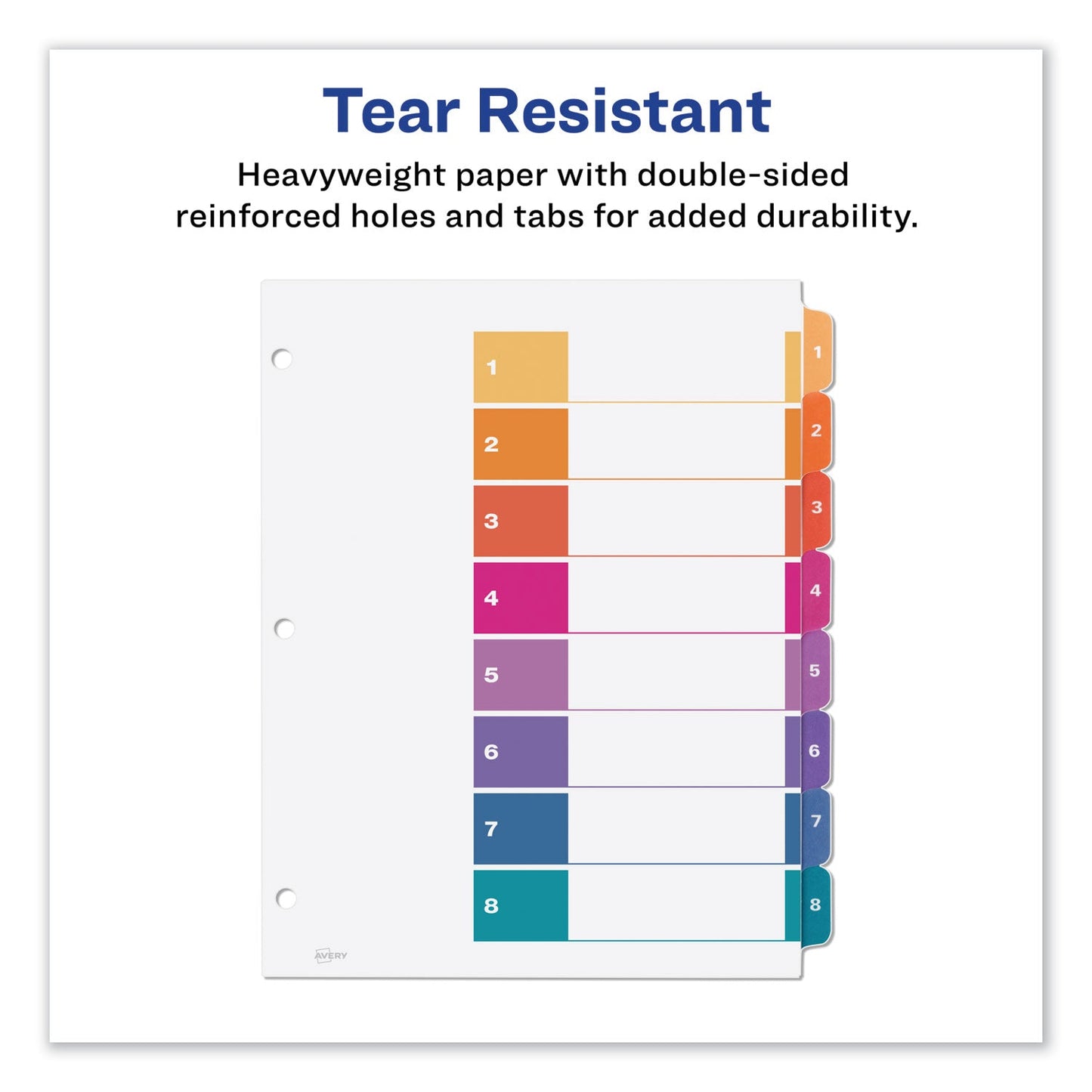 Avery Customizable Table of Contents Ready Index Dividers with Multicolor Tabs, 8-Tab, 1 to 8, 11 x 8.5, White, 3 Sets