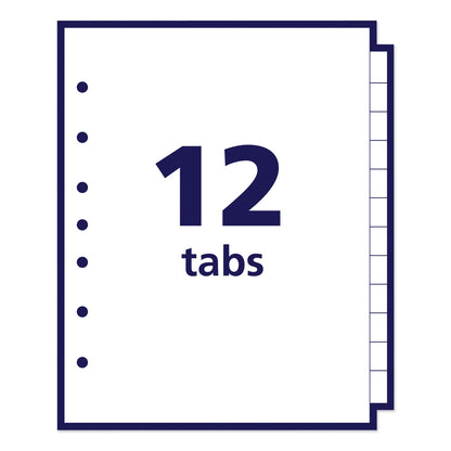 Avery Preprinted Tab Dividers, 12-Tab, Jan. to Dec., 8.5 x 5.5, White, 1 Set