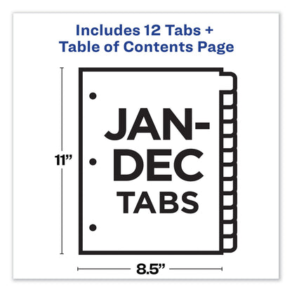 Avery Customizable TOC Ready Index Black and White Dividers, 12-Tab, Jan. to Dec., 11 x 8.5, 1 Set