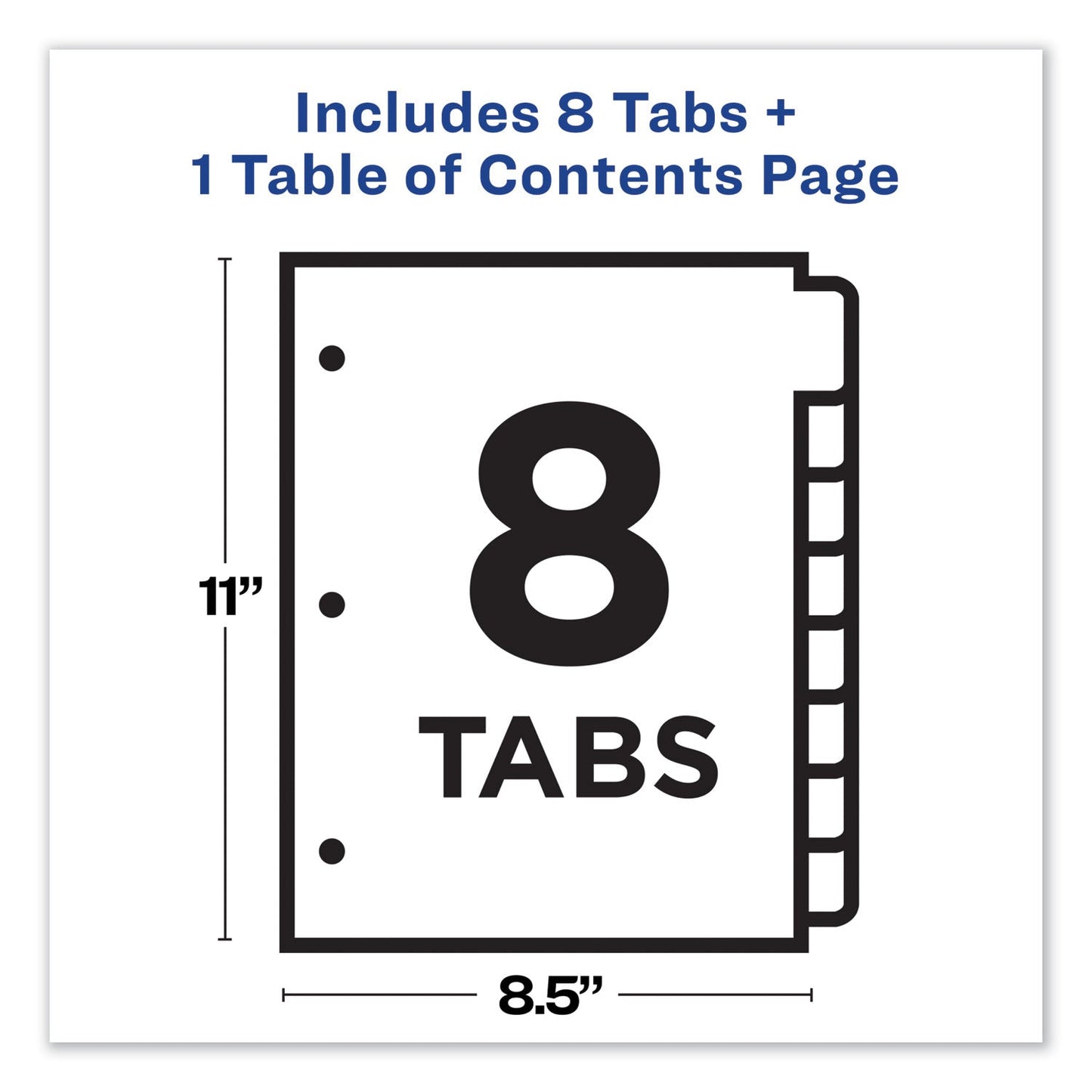 Avery Customizable TOC Ready Index Multicolor Tab Dividers, 8-Tab, 1 to 8, 11 x 8.5, White, Contemporary Color Tabs, 1 Set