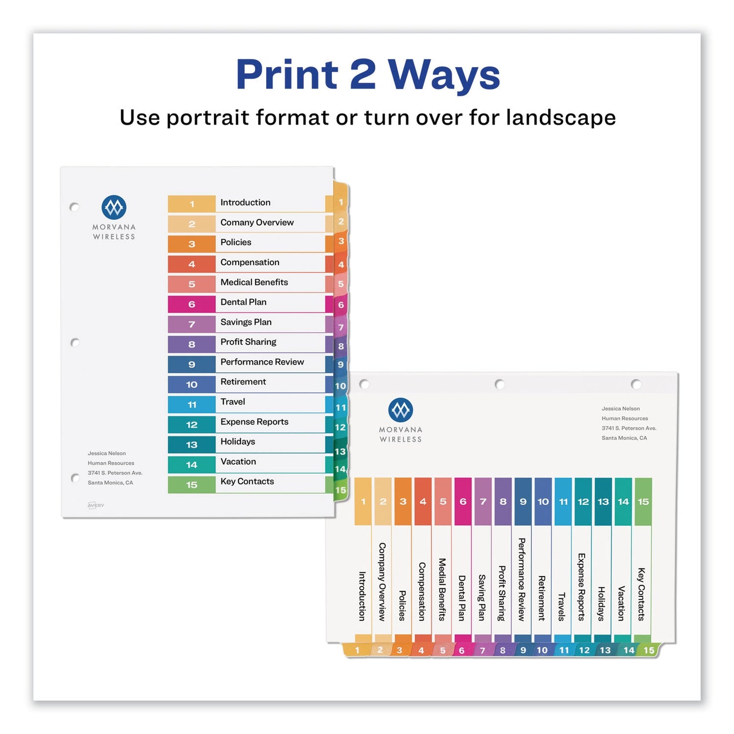 Avery Customizable TOC Ready Index Multicolor Tab Dividers, 15-Tab, 1 to 15, 11 x 8.5, White, Traditional Color Tabs, 1 Set