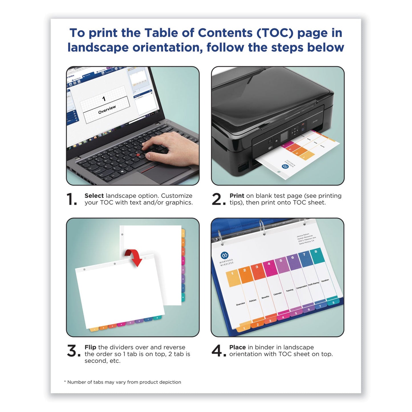 Avery Customizable Table of Contents Ready Index Dividers with Multicolor Tabs, 31-Tab, 1 to 31, 11 x 8.5, White, 1 Set