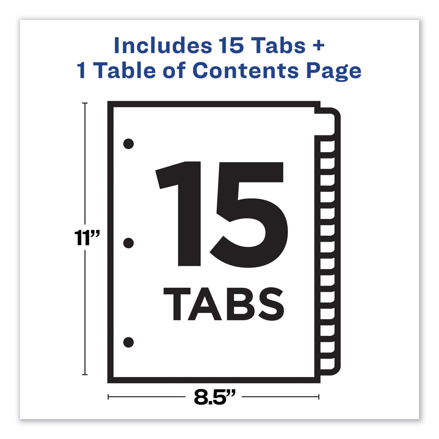 Avery Customizable TOC Ready Index Black and White Dividers, 15-Tab, 1 to 15, 11 x 8.5, 1 Set