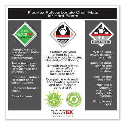 Floortex Cleartex Ultimat Polycarbonate Chair Mat for Hard Floors, 48 x 60, Clear