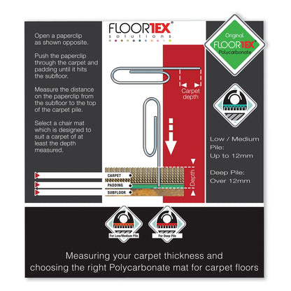 Floortex Cleartex Ultimat Polycarbonate Chair Mat for Low/Medium Pile Carpet, 48 x 53, Clear