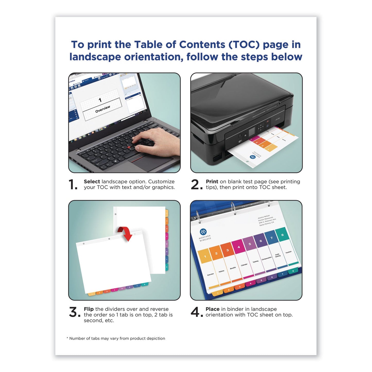 Avery Customizable Table of Contents Ready Index Dividers with Multicolor Tabs, 10-Tab, 1 to 10, 11 x 8.5, White, 3 Sets