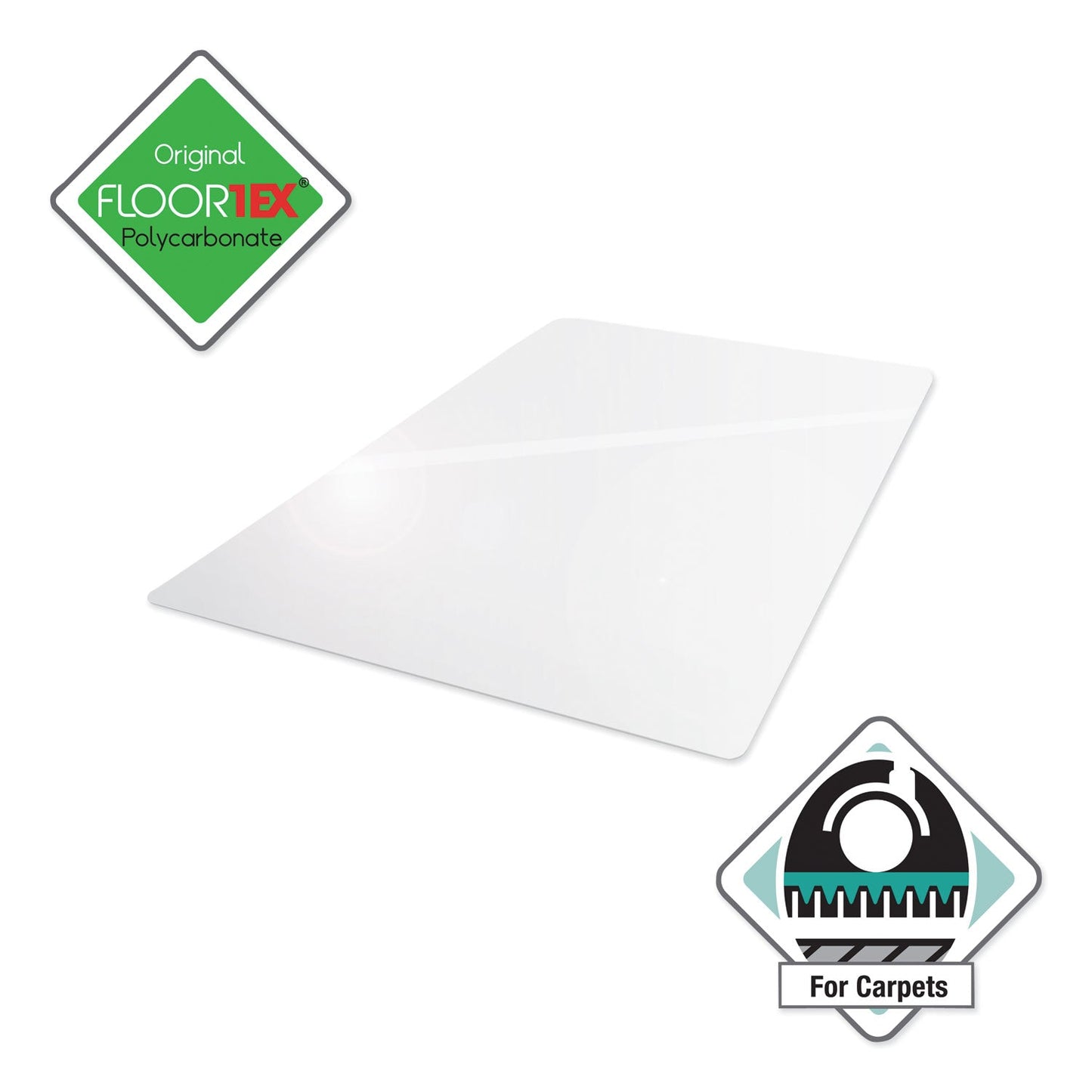 Floortex Cleartex Ultimat XXL Polycarb. Square General Office Mat for Carpets, 60 x 60, Clear