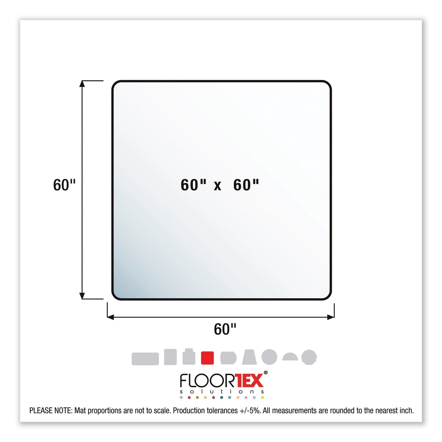 Floortex Cleartex Ultimat XXL Polycarb. Square General Office Mat for Carpets, 60 x 60, Clear