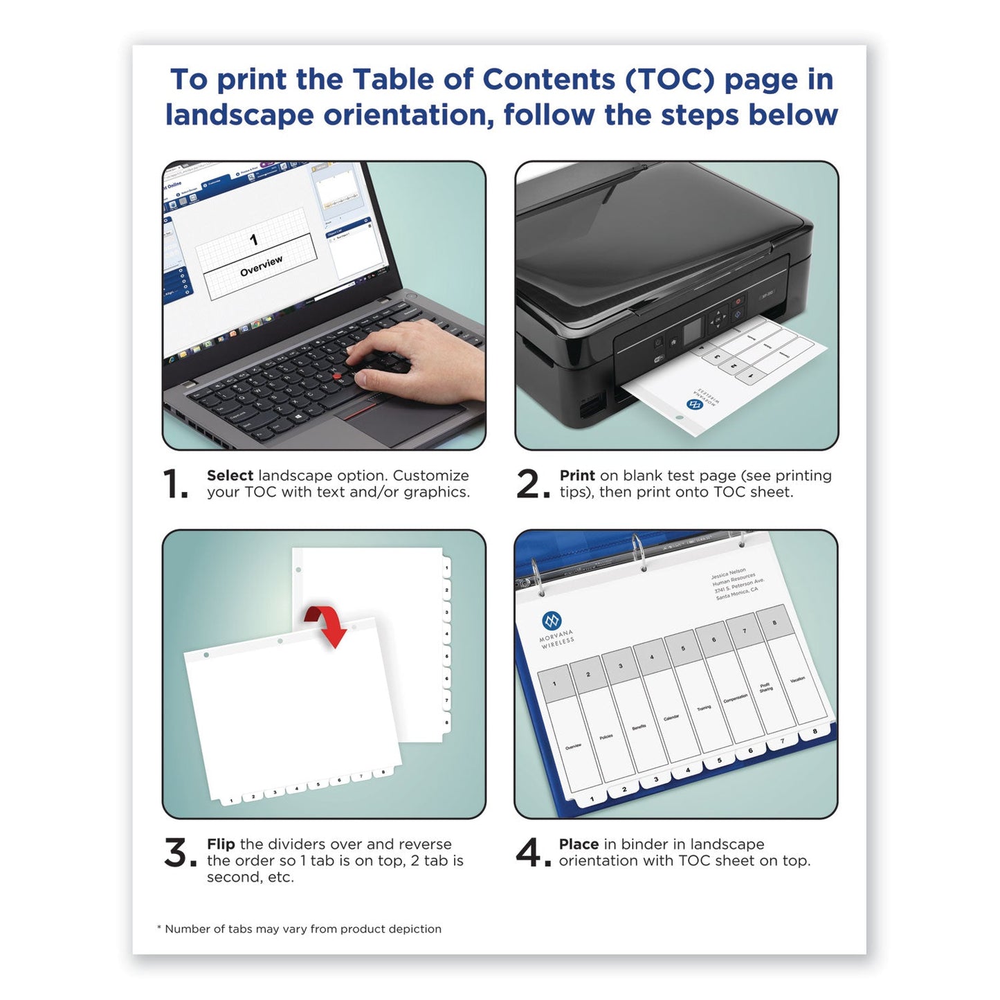 Avery Customizable TOC Ready Index Black and White Dividers, 12-Tab, 1 to 12, 11 x 8.5, 1 Set