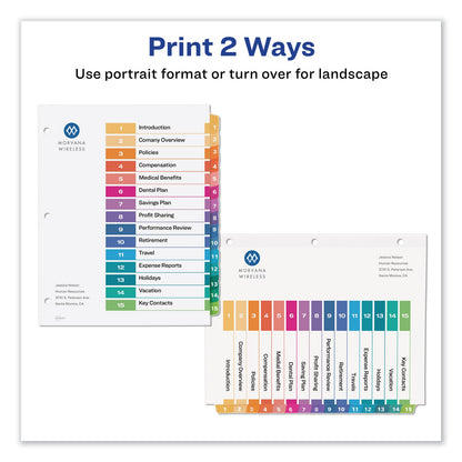 Avery Customizable TOC Ready Index Multicolor Tab Dividers, 15-Tab, 1 to 15, 11 x 8.5, White, Traditional Color Tabs, 6 Sets
