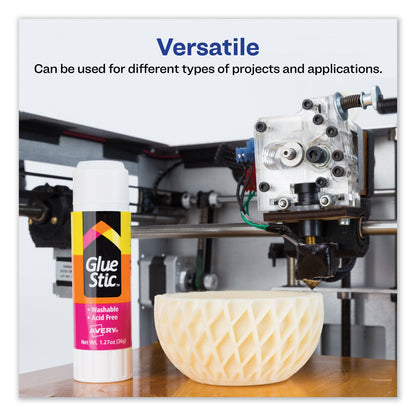 Avery Permanent Glue Stic Value Pack, 1.27 oz, Applies White, Dries Clear, 6/Pack