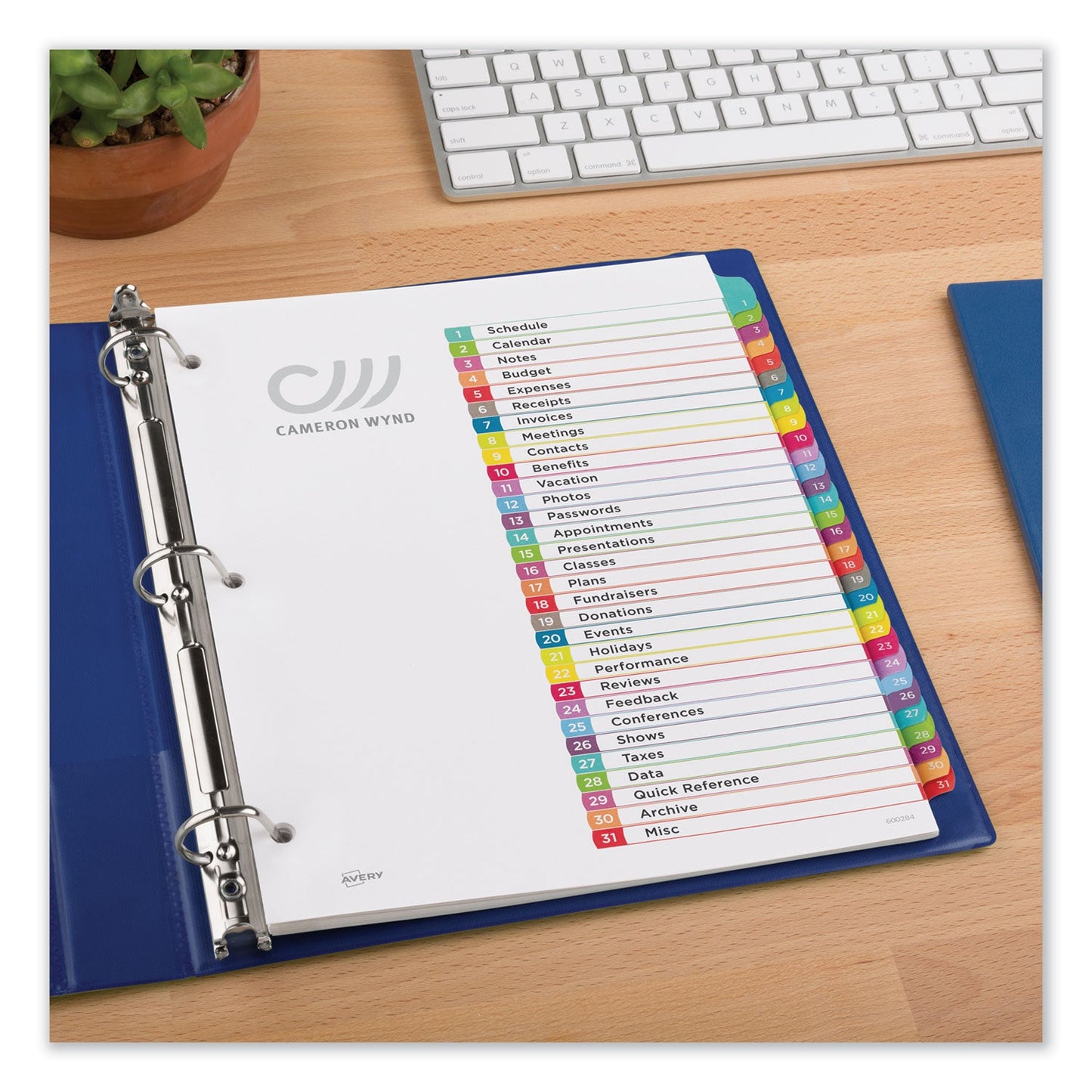 Avery Customizable TOC Ready Index Multicolor Tab Dividers, 31-Tab, 1 to 31, 11 x 8.5, White, Contemporary Color Tabs, 1 Set