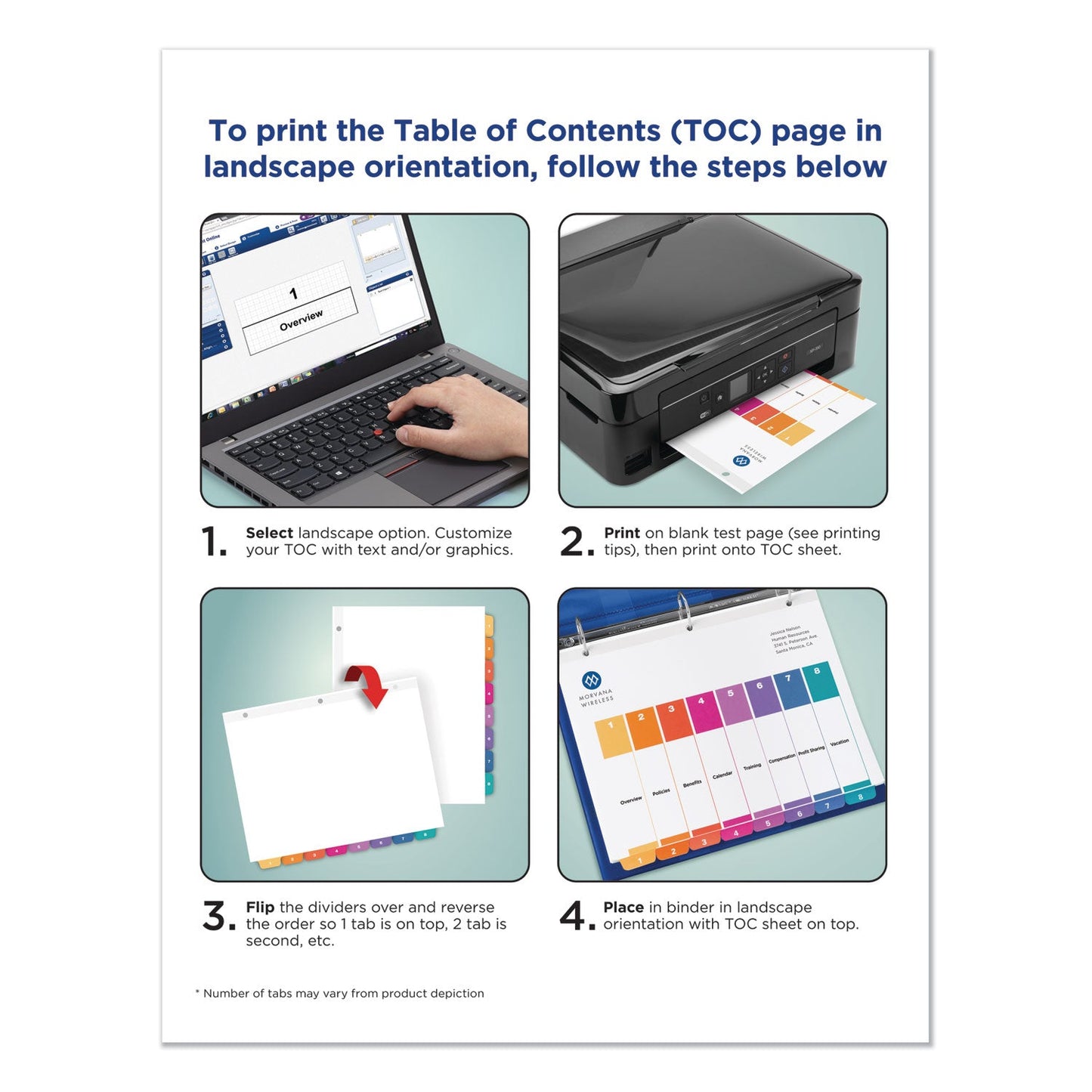 Avery Customizable TOC Ready Index Multicolor Tab Dividers, 15-Tab, 1 to 15, 11 x 8.5, White, Traditional Color Tabs, 6 Sets