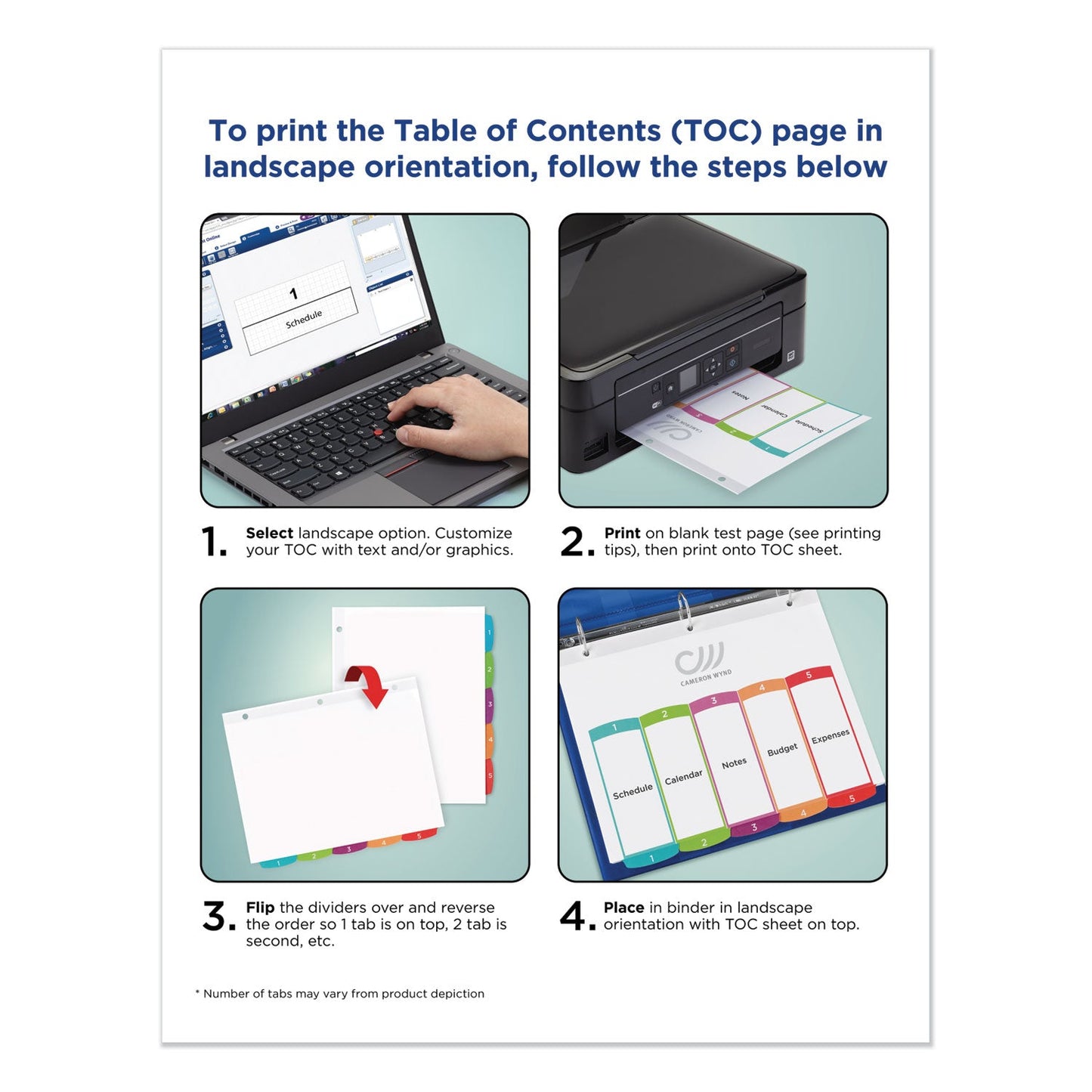 Avery Customizable TOC Ready Index Multicolor Tab Dividers, 31-Tab, 1 to 31, 11 x 8.5, White, Contemporary Color Tabs, 1 Set