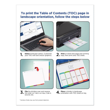 Avery Customizable TOC Ready Index Multicolor Tab Dividers, 31-Tab, 1 to 31, 11 x 8.5, White, Contemporary Color Tabs, 1 Set
