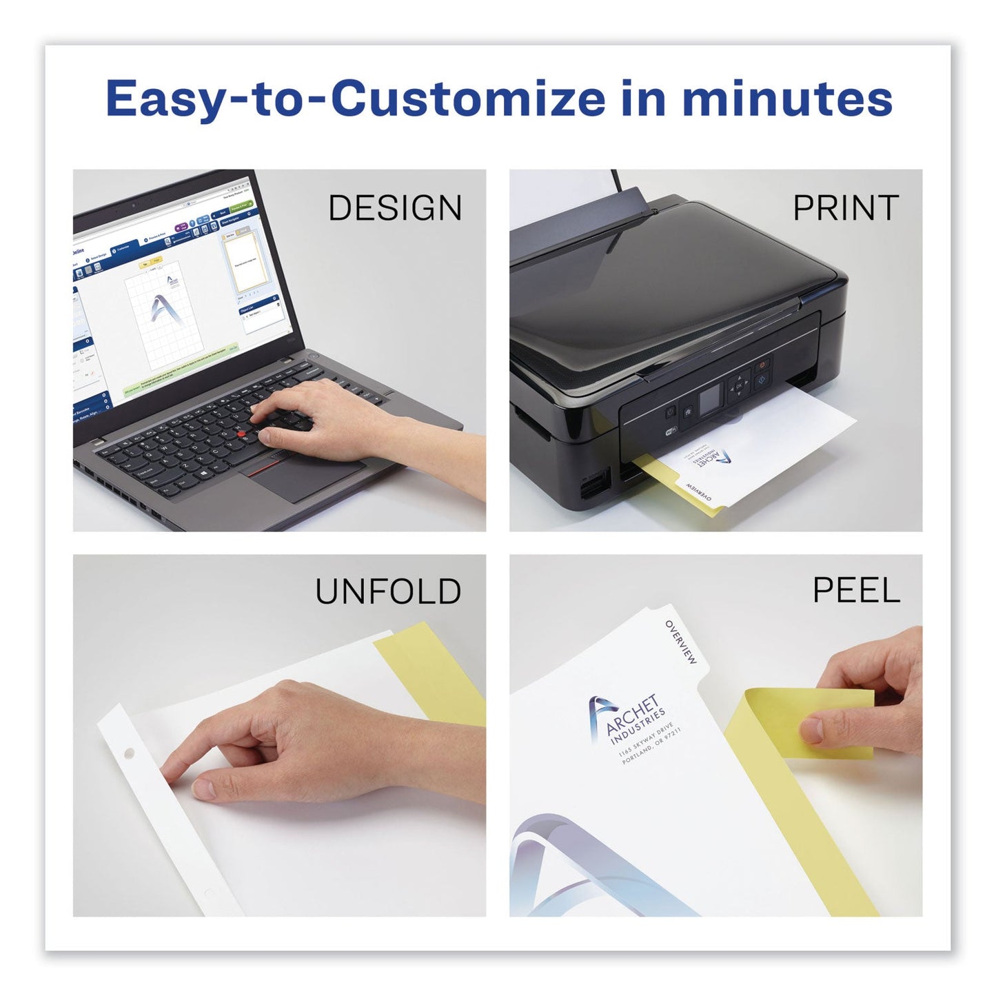 Avery Customizable Print-On Dividers, 3-Hole Punched, 8-Tab, 11 x 8.5, White, 25 Sets