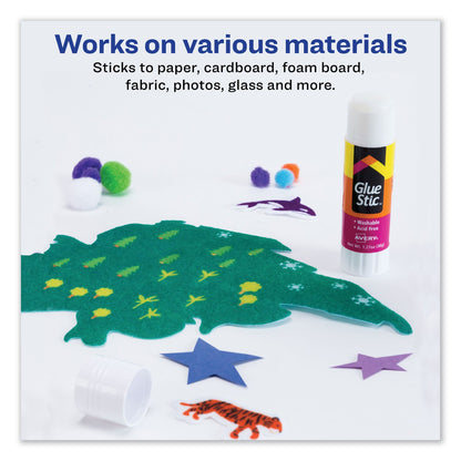 Avery Permanent Glue Stic, 1.27 oz, Applies White, Dries Clear