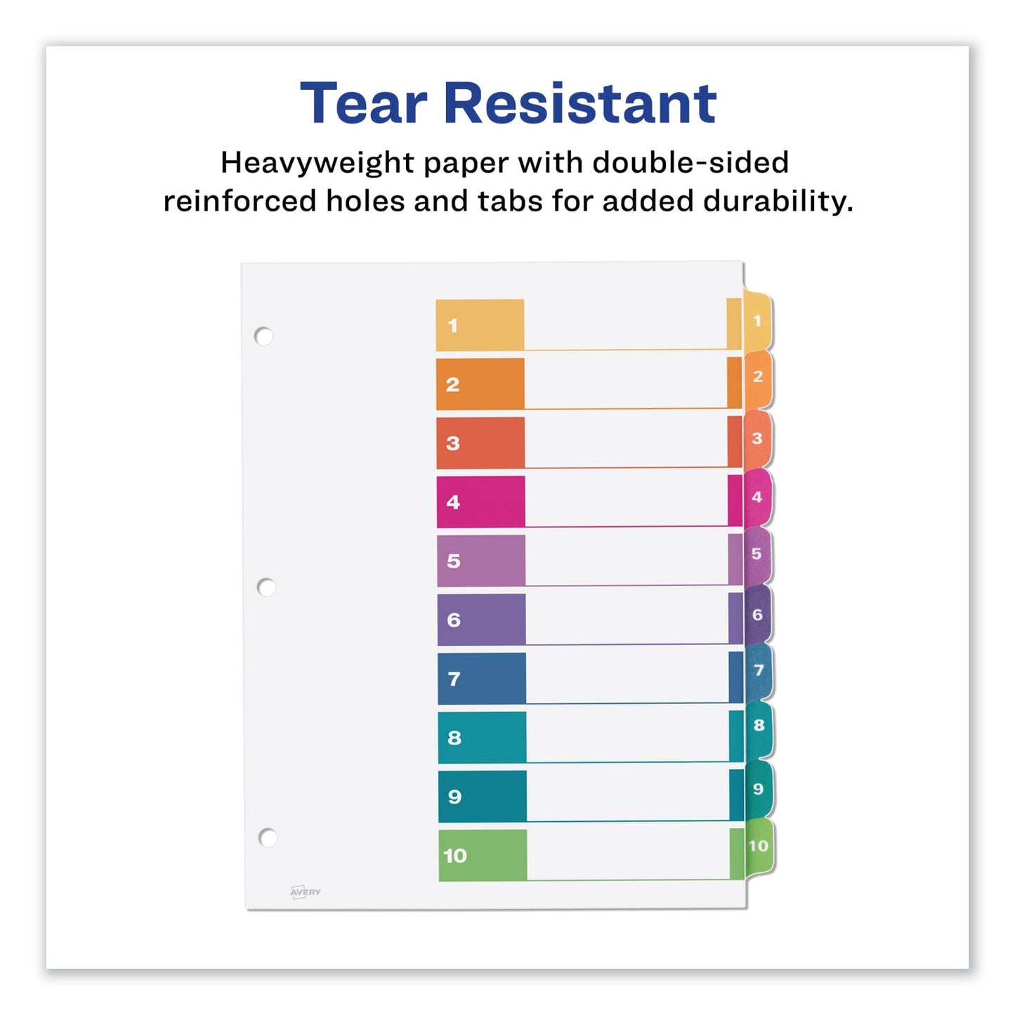 Avery Customizable Table of Contents Ready Index Dividers with Multicolor Tabs, 10-Tab, 1 to 10, 11 x 8.5, White, 3 Sets