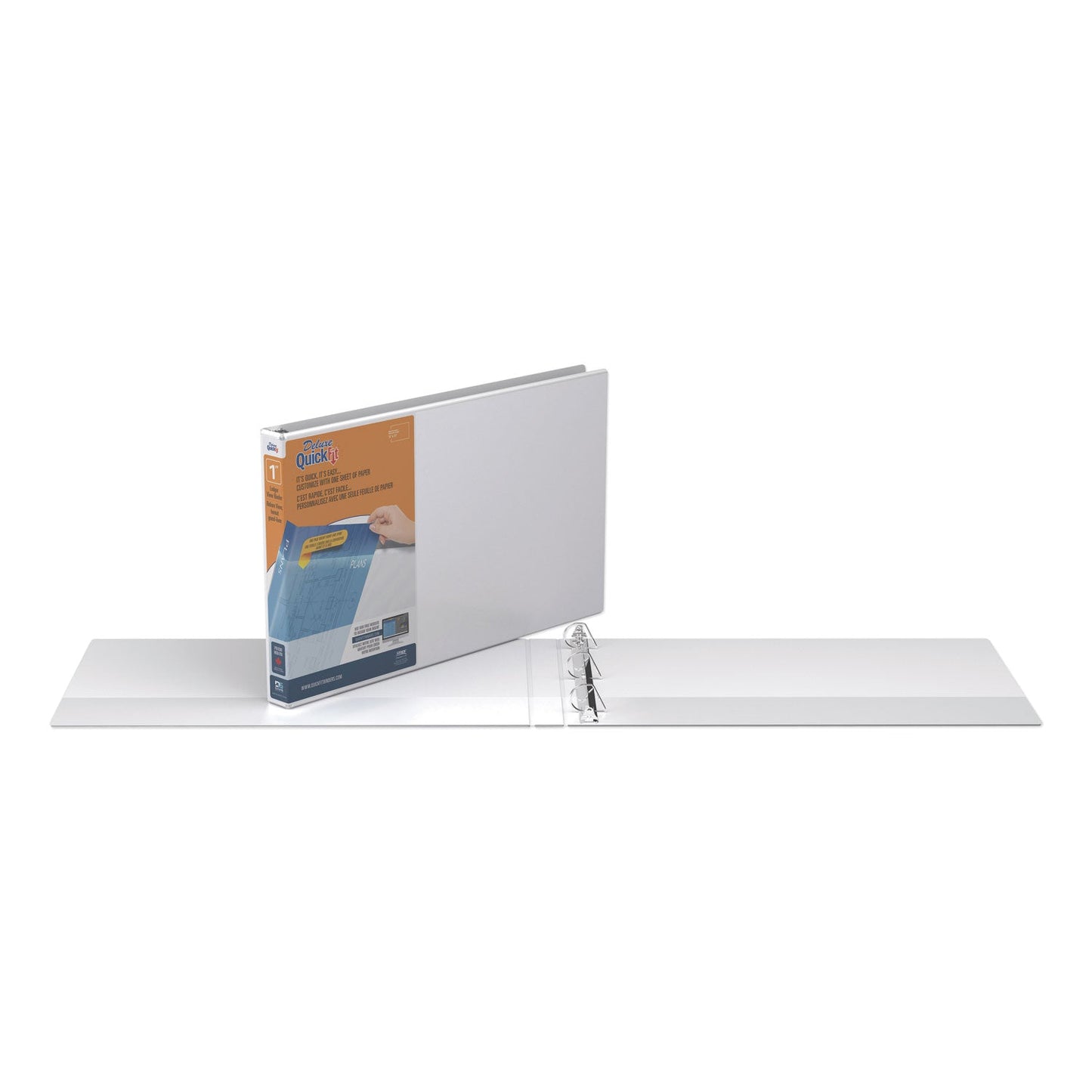 Stride QuickFit Ledger D-Ring View Binder, 3 Rings, 1" Capacity, 11 x 17, White