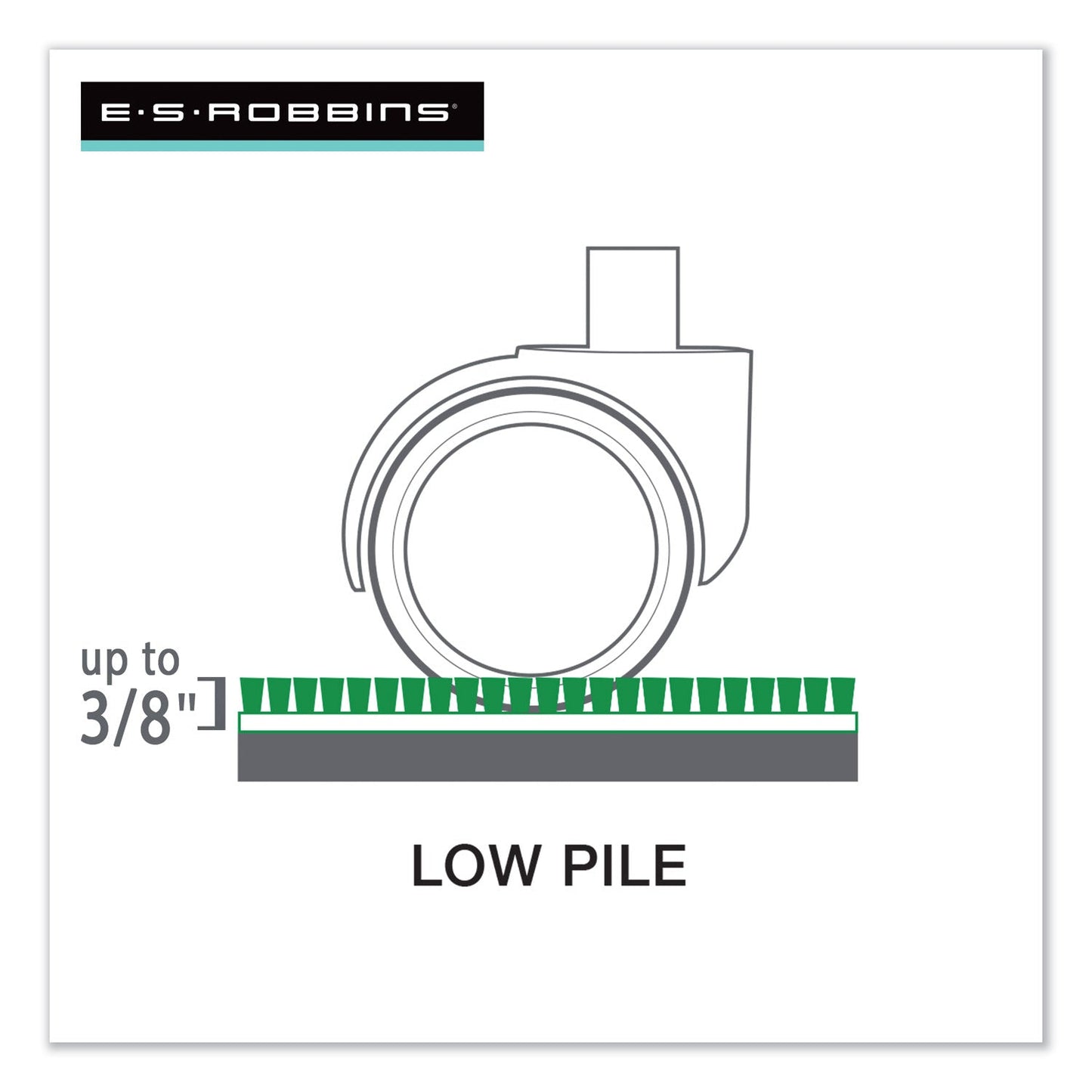 ES Robbins EverLife Moderate Use Chair Mat for Low Pile Carpet, Rectangular with Lip, 36" x 48", Clear