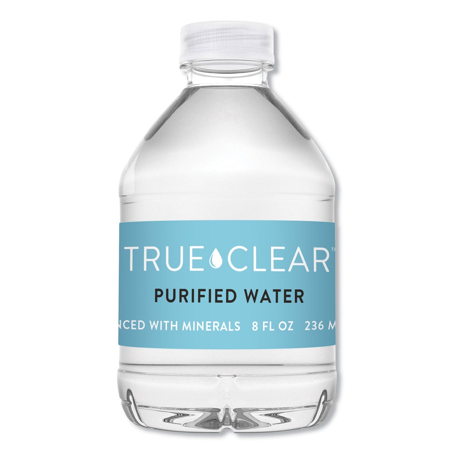 True Clear Purified Bottled Water, 8 oz Bottle, 24 Bottles/Carton
