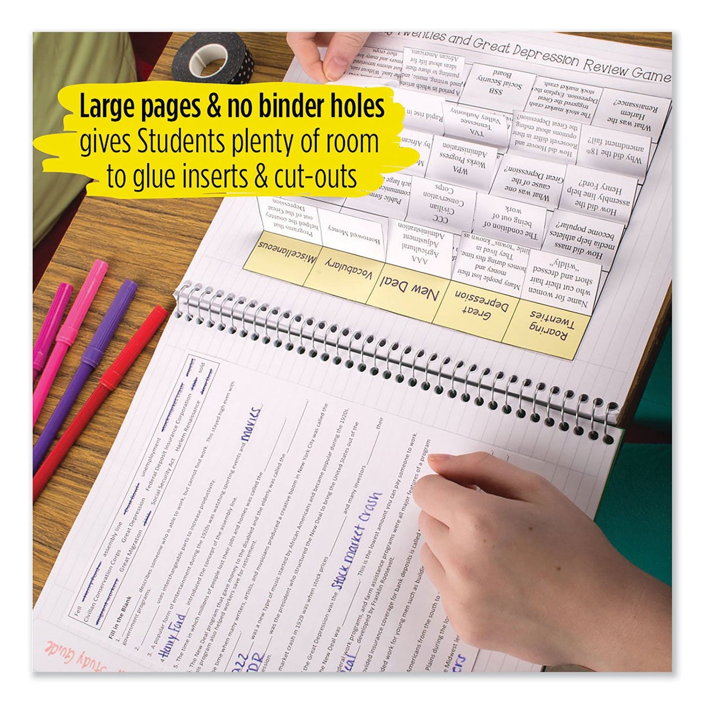 Five Star Interactive Notebook, 1 Subject, Medium/College Rule, Green Cover, 11 x 8.5, 100 Sheets