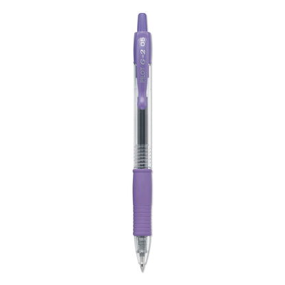Pilot G2 Premium Gel Pen, Retractable, Extra-Fine 0.5 mm, Purple Ink, Smoke Barrel, Dozen