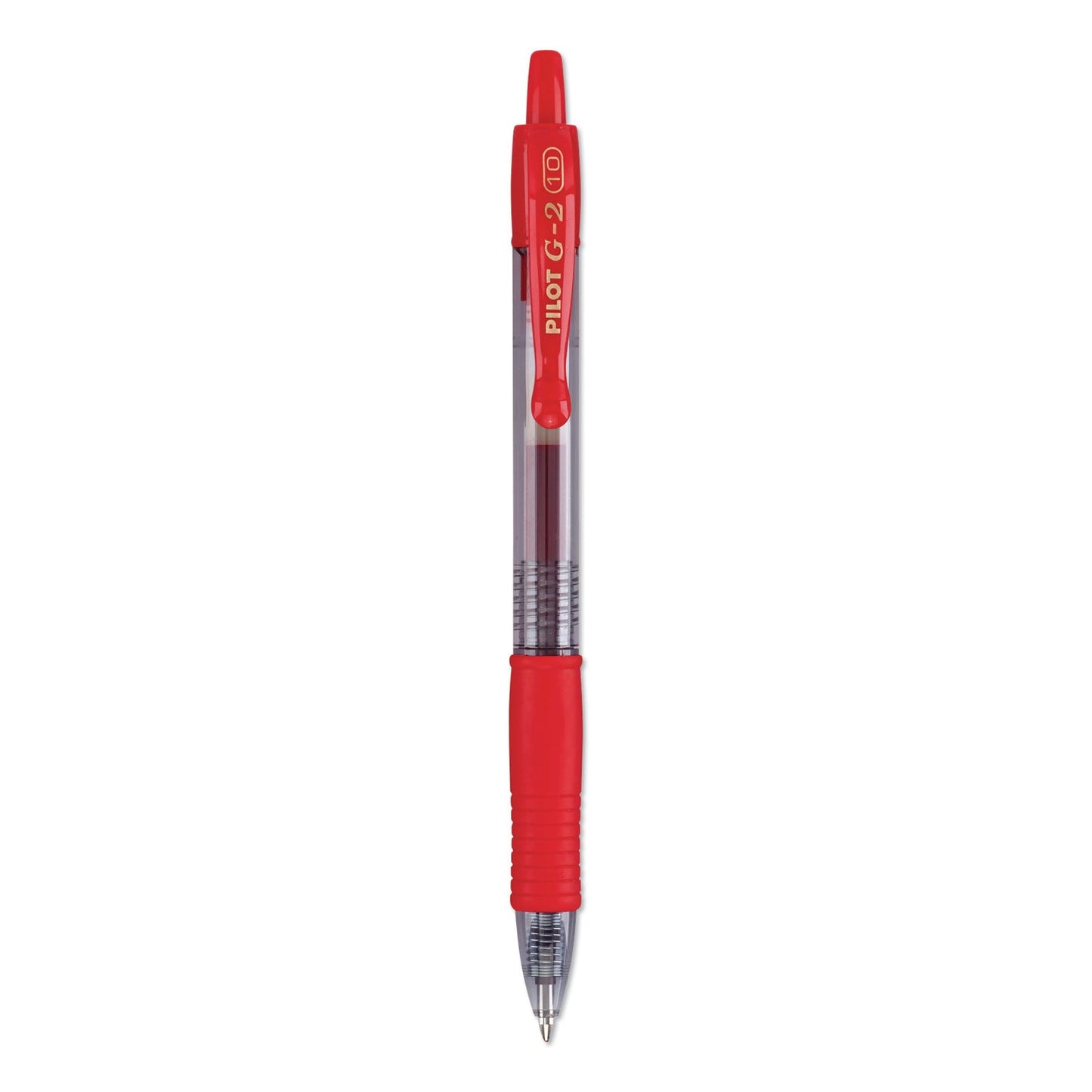 Pilot G2 Premium Gel Pen, Retractable, Bold 1 mm, Red Ink, Smoke Barrel, Dozen