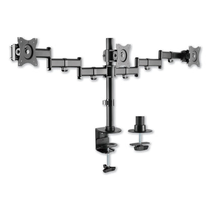 Alera AdaptivErgo Pole-Mount Triple Arm for 27" Monitors, 360 deg Rotation, +45/-45 deg Tilt, 45 deg Pan, Black, Supports 17.6 lb