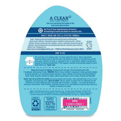 Seventh Generation Natural Liquid Fabric Softener, Free and Clear, 42 Loads, 32 oz Bottle, 6/Carton