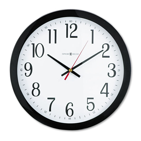 Howard Miller Gallery Wall Clock, 16" Overall Diameter, Black Case, 1 AA (sold separately)