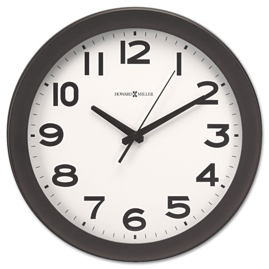 Howard Miller Kenwick Wall Clock, 13.5" Overall Diameter, Black Case, 1 AA (sold separately)