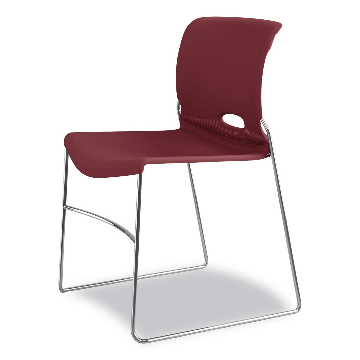 HON Olson Stacker High Density Chair, Supports Up to 300 lb, Mulberry Seat/Back, Chrome Base, 4/Carton