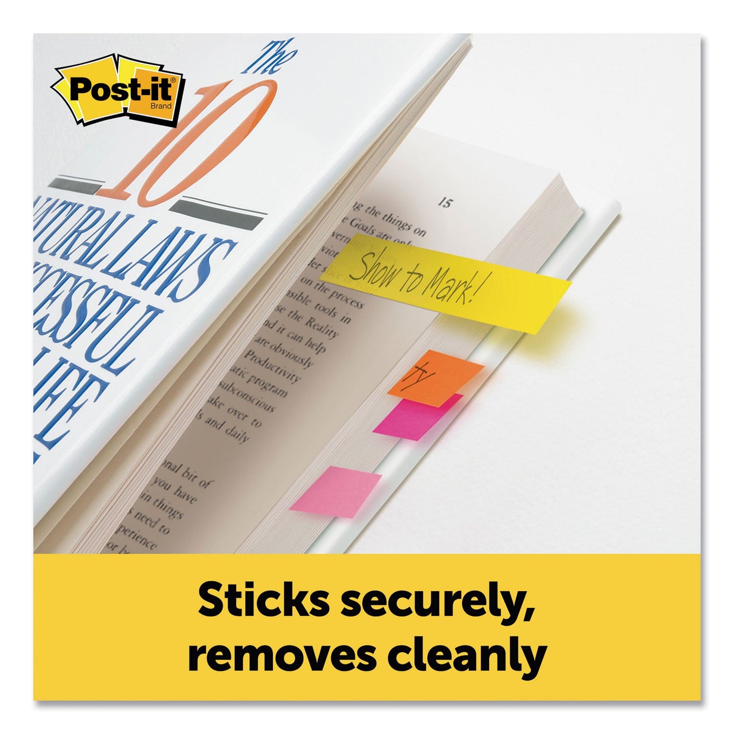 Post-it Page Flag Markers, Assorted Brights, 100 Flags/Pad, 5 Pads/Pack