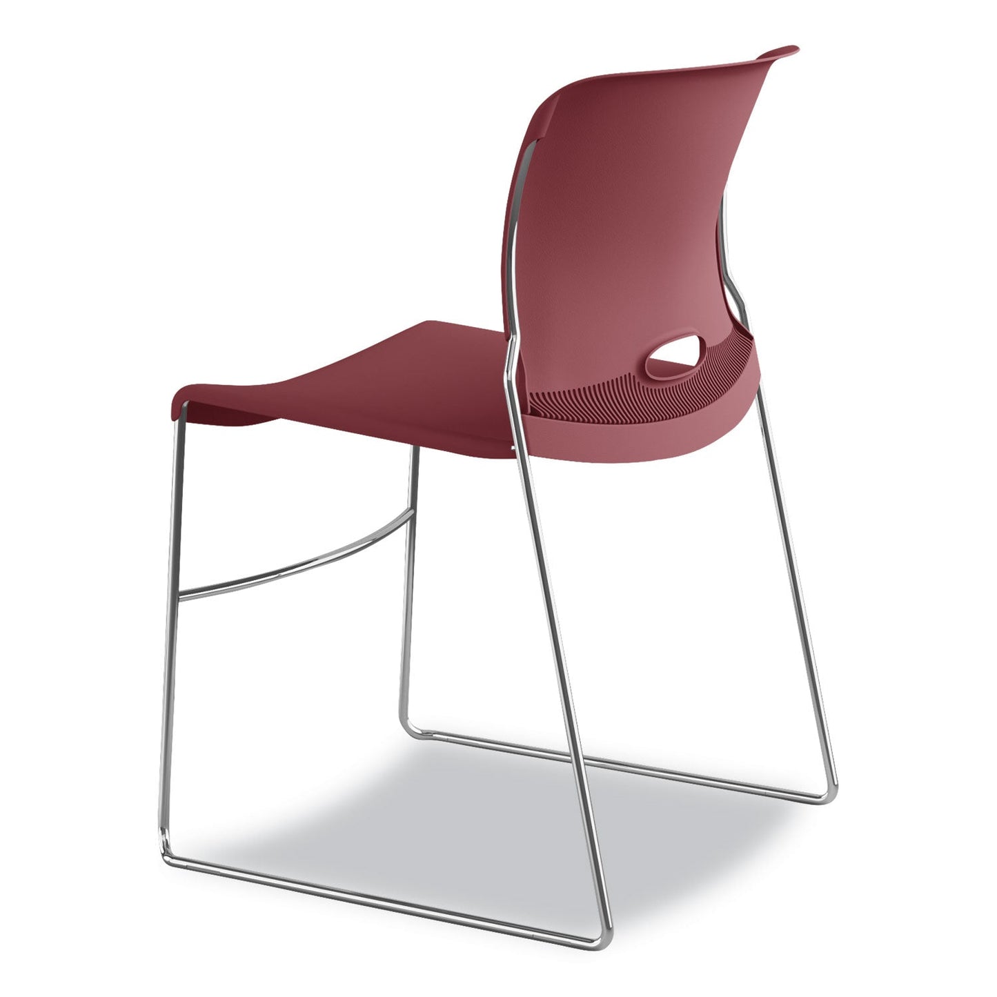 HON Olson Stacker High Density Chair, Supports Up to 300 lb, Mulberry Seat/Back, Chrome Base, 4/Carton