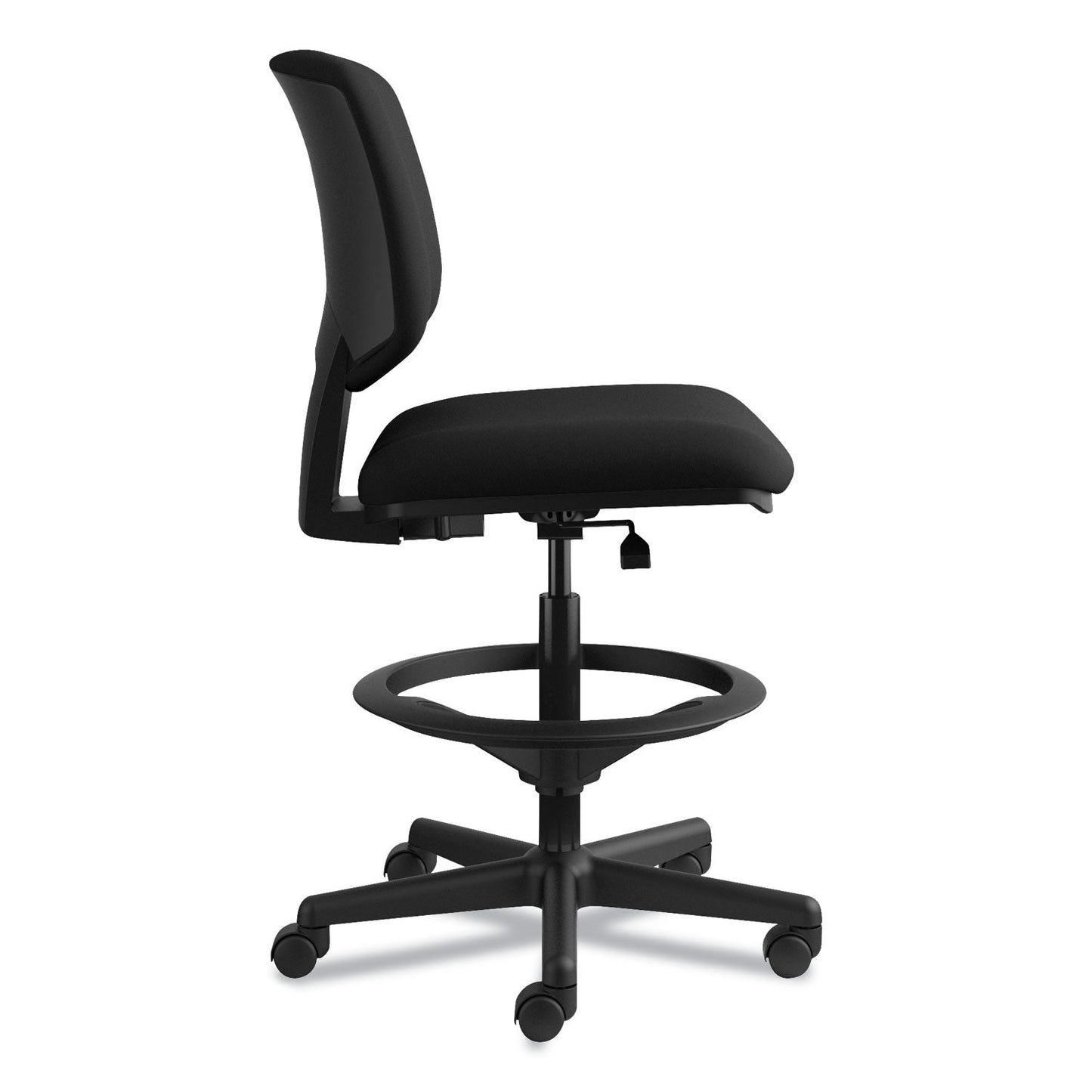 HON Volt Series Adjustable Task Stool, Supports Up to 275 lb, 22.88" to 32.38" Seat Height, Black