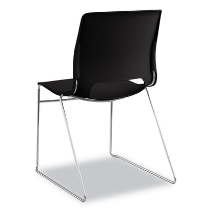 HON Motivate High-Density Stacking Chair, Supports Up to 300 lb, Onyx Seat, Black Back, Chrome Base, 4/Carton