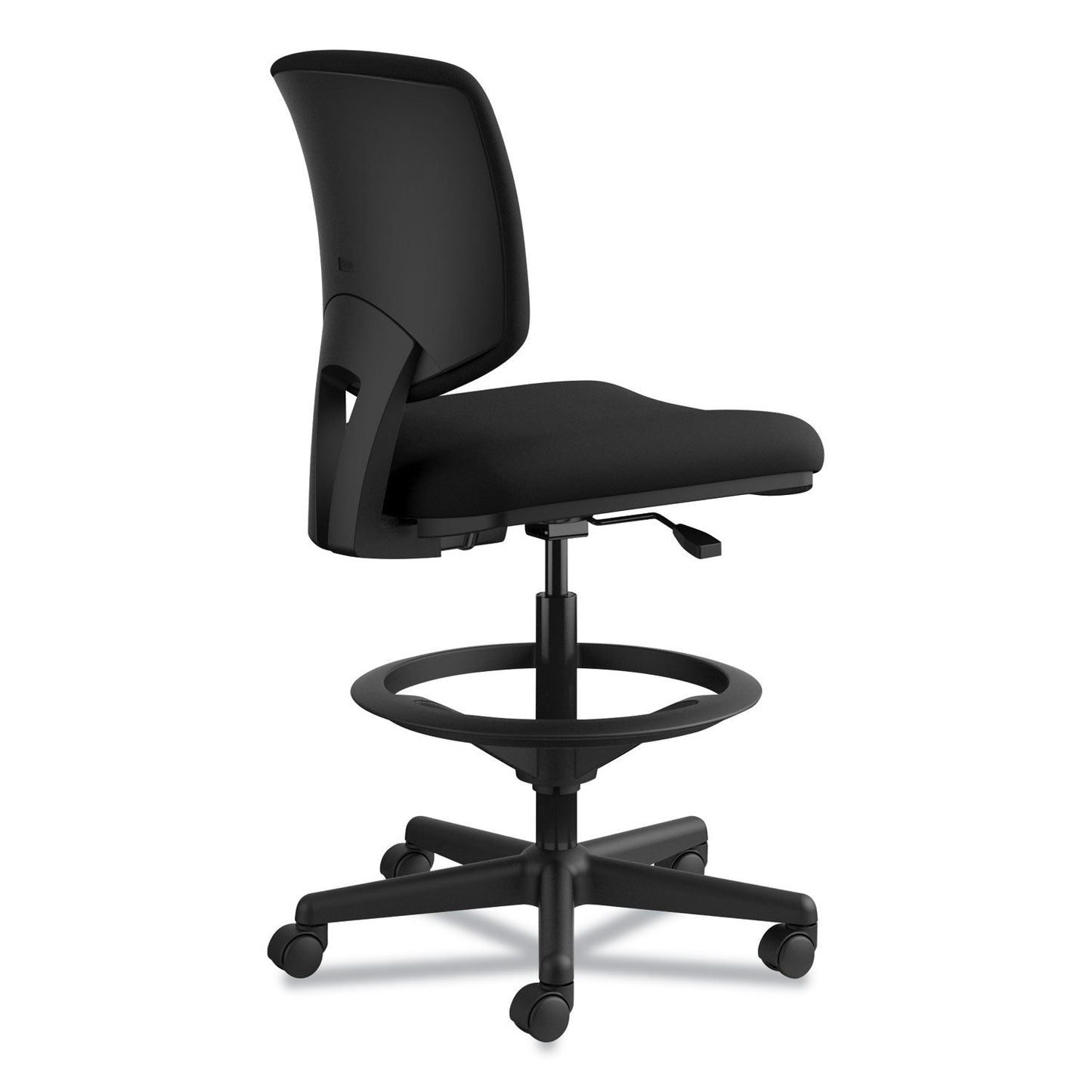 HON Volt Series Adjustable Task Stool, Supports Up to 275 lb, 22.88" to 32.38" Seat Height, Black