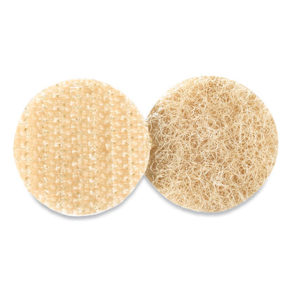 VELCRO Sticky-Back Fasteners with Dispenser Box, Removable Adhesive, 0.75" dia, Beige, 200/Roll