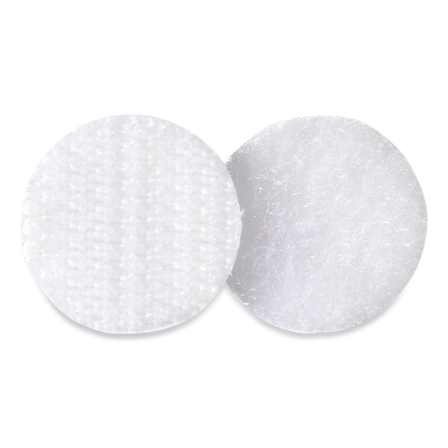VELCRO Sticky-Back Fasteners, Removable Adhesive, 0.63" dia, White, 15/Pack