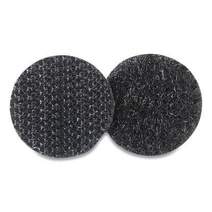 VELCRO Sticky-Back Fasteners, Removable Adhesive, 0.63" dia, Black, 15/Pack