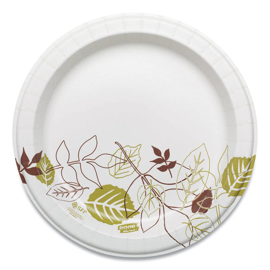 Dixie Pathways Soak Proof Shield Heavyweight Paper Plates, WiseSize, 8.5" dia, Green/Burgundy, 500/Carton