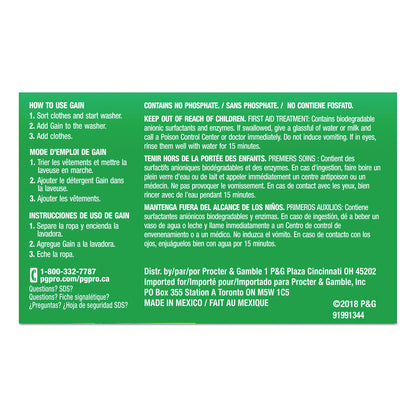 Gain Powder Laundry Detergent, Original Scent, 1.8 oz Box, 156 Boxes/Carton