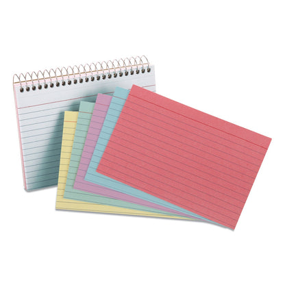 Oxford Spiral Index Cards, Ruled, 4 x 6, Assorted, 50/Pack