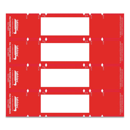 Tabbies File Pocket Handles, 9.63 x 2, Red/White, 4/Sheet, 12 Sheets/Pack